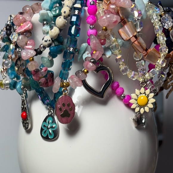 *SOLD* L22 Anklet Red AB Crystal & Glass Stretchy Ankle Bracelet - Picture 10 of 10